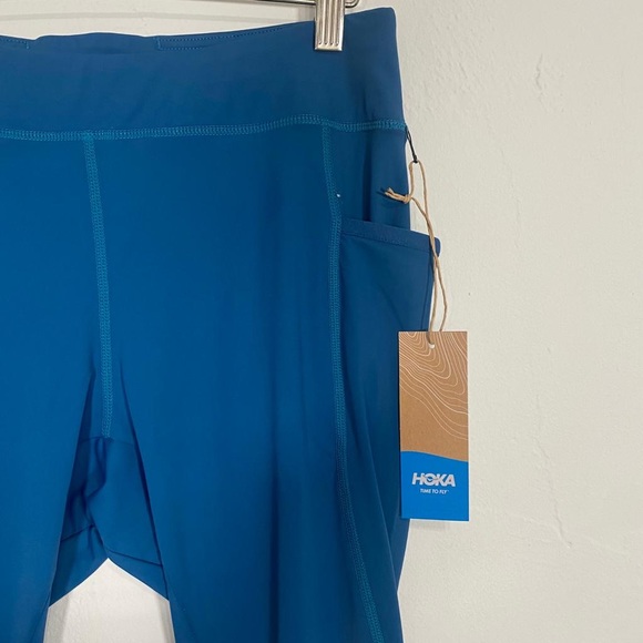 Hoka Teal Performance Crop Tights Leggings Large Side Pockets NWT - Picture 11 of 15